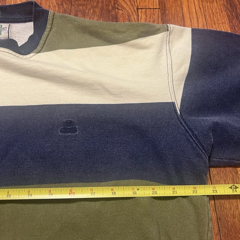 Guess American Tradition Sweater Vintage Men's Size Medium Striped Cotton Multi